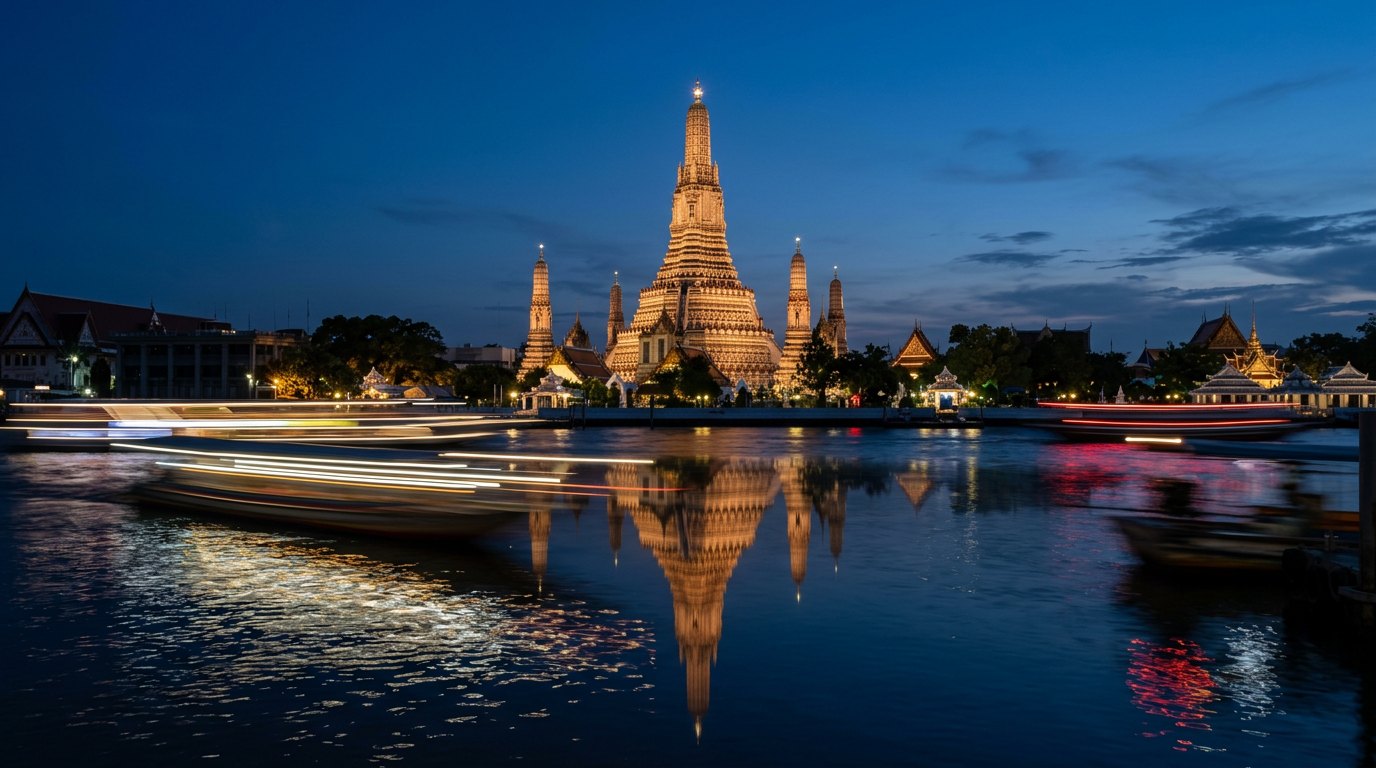 Wat Arun spires on the Chao Phraya