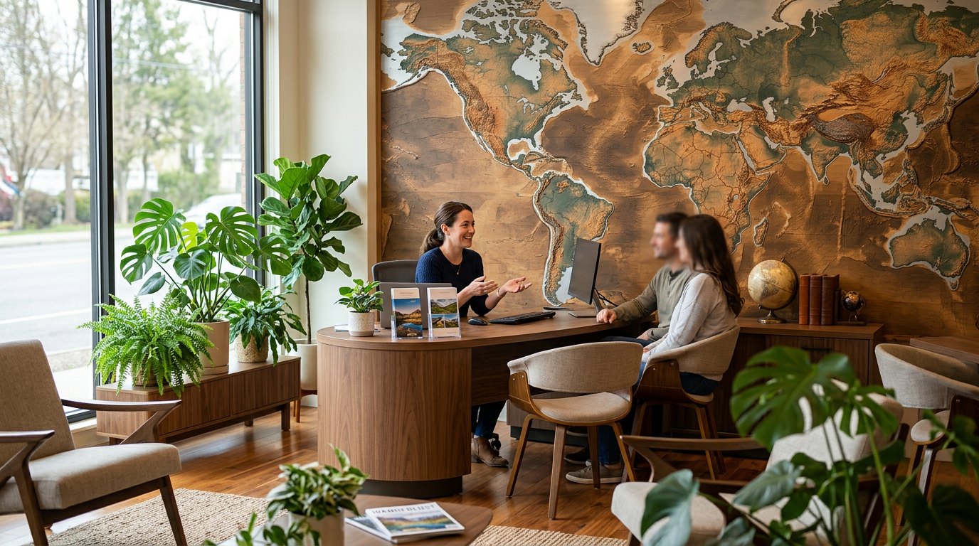 Signatures Holidays travel curator planning a bespoke itinerary at the studio desk