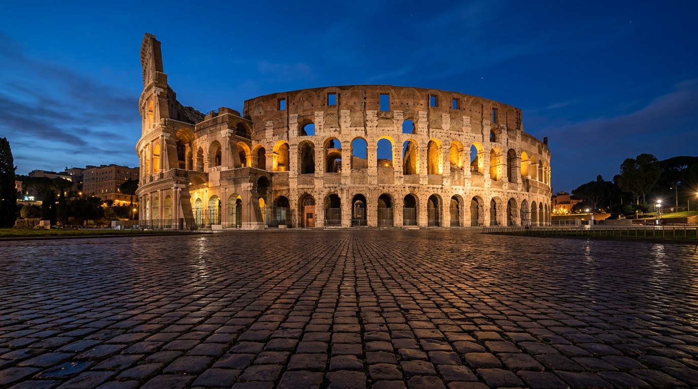 Rome Colosseum at dusk