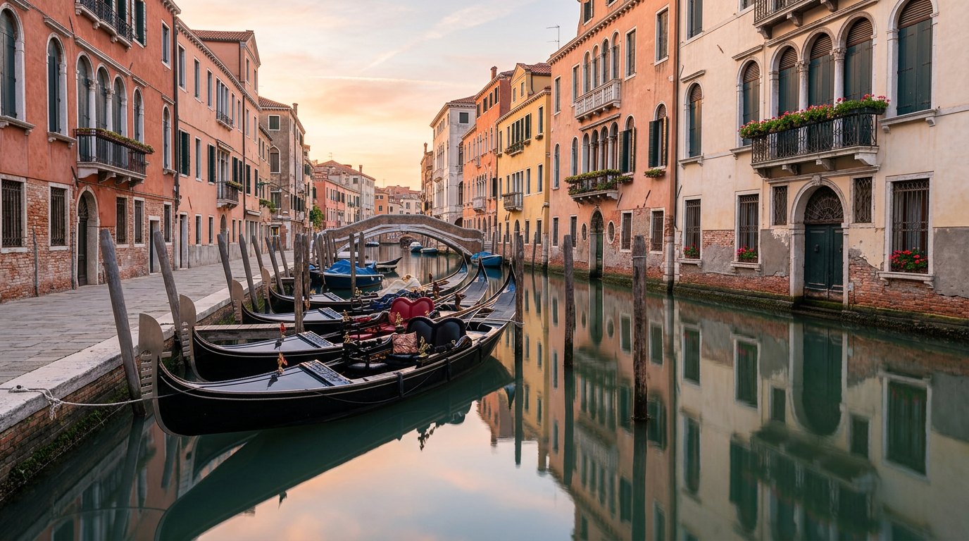 Gondolas on Venice Grand Canal
