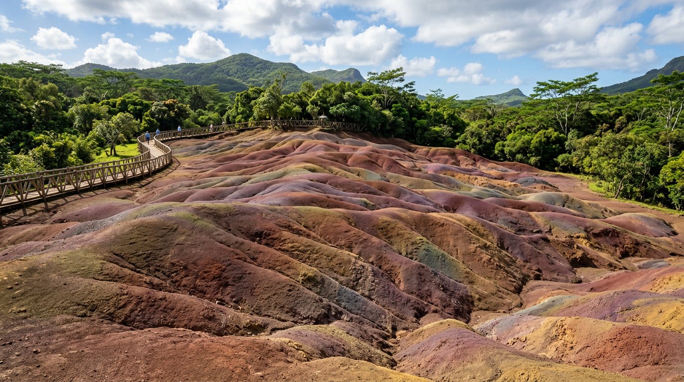The famous Seven Coloured Earth dunes of Chamarel