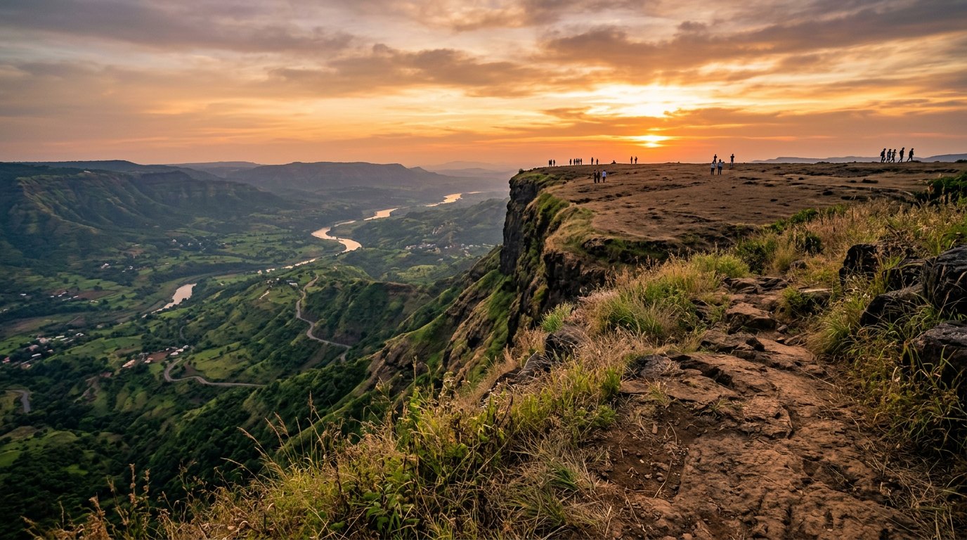 Sunset over Panchgani's Table Land plateau