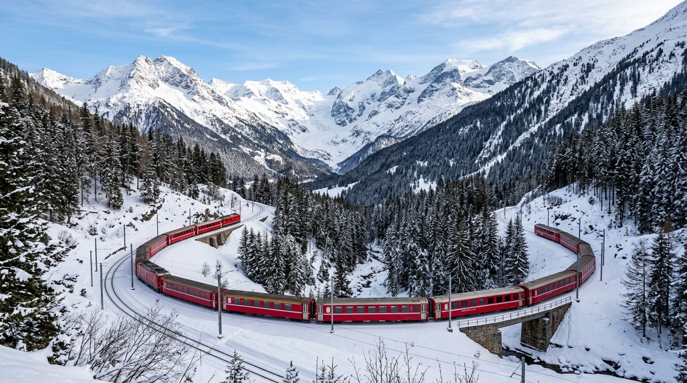 Glacier Express crossing Landwasser Viaduct