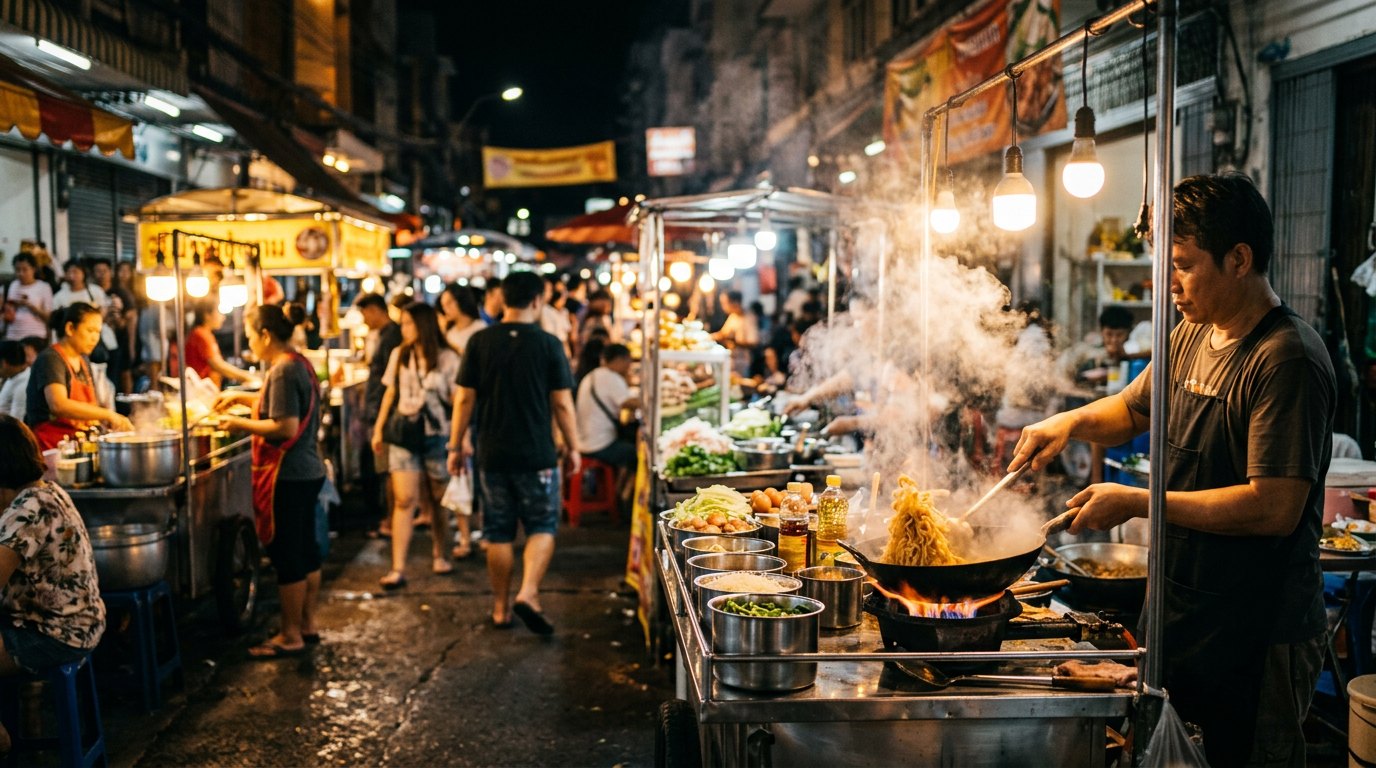 Bangkok street food night scene