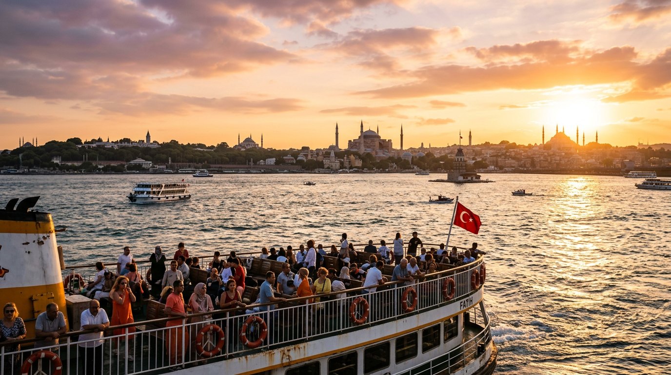 Bosphorus sunset sail with Istanbul's silhouette