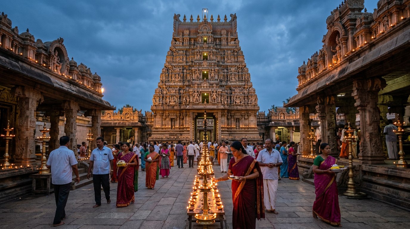 Sri Krishna Matha, Udupi, at evening deepotsava