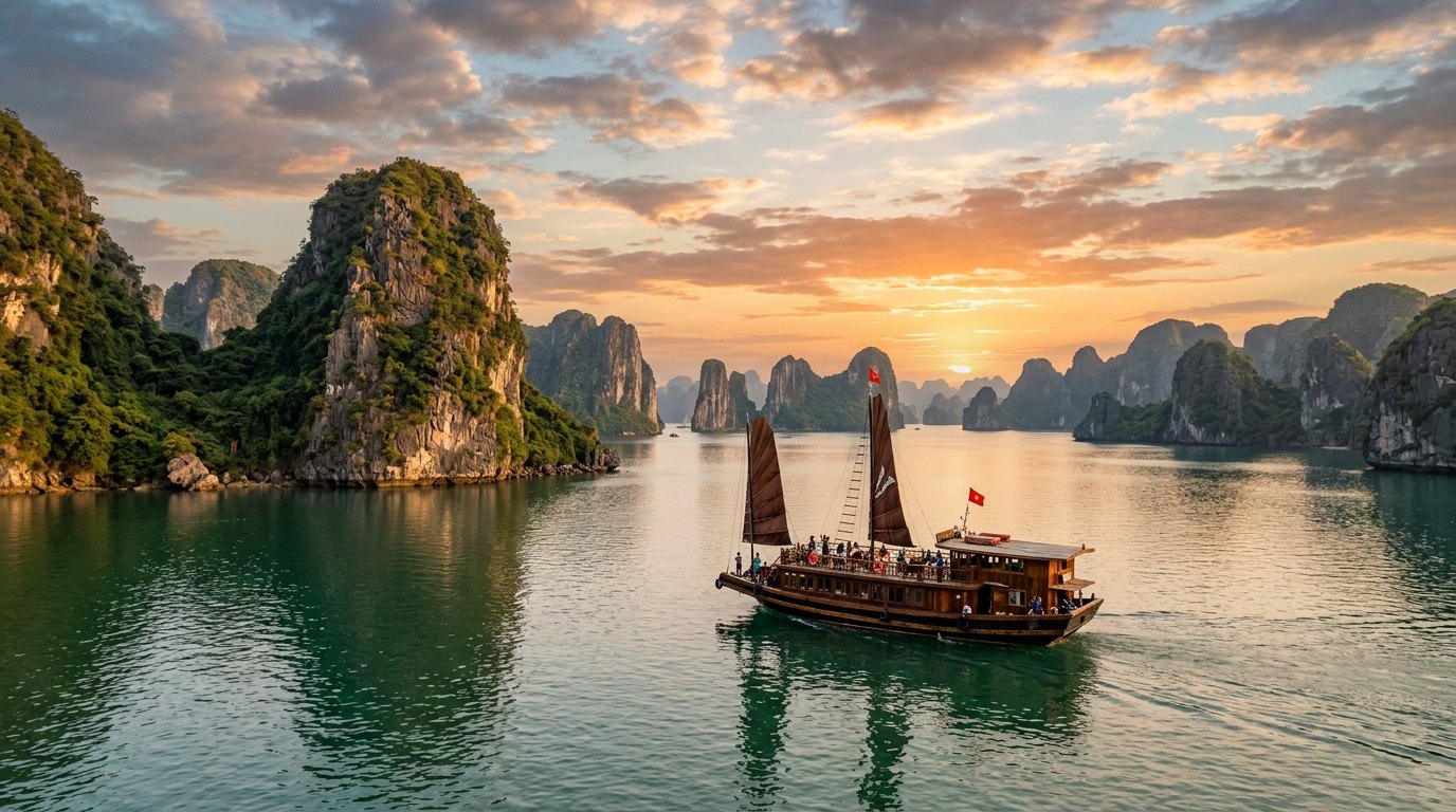 Vietnam, Southeast Asia — Halong junks and lantern-lit lanes