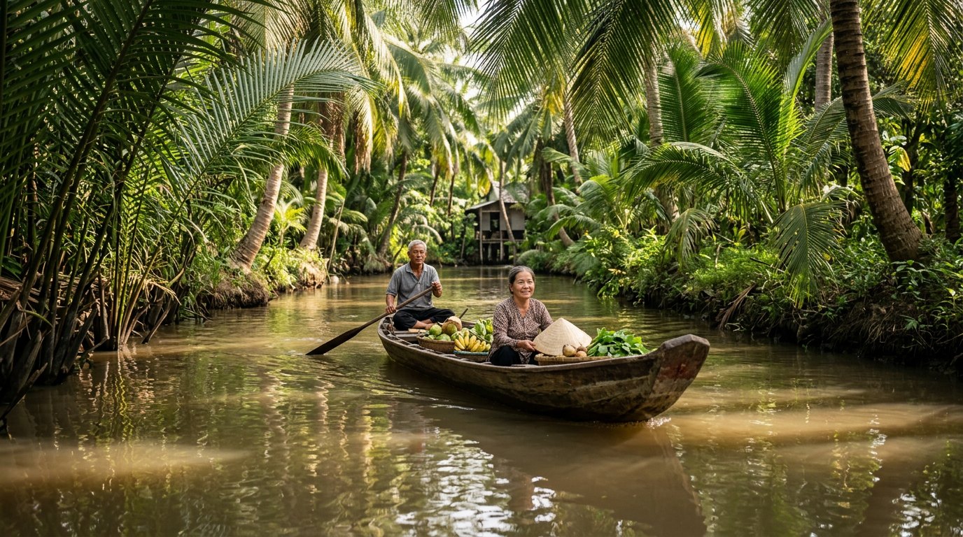 Sampan ride through the Mekong Delta